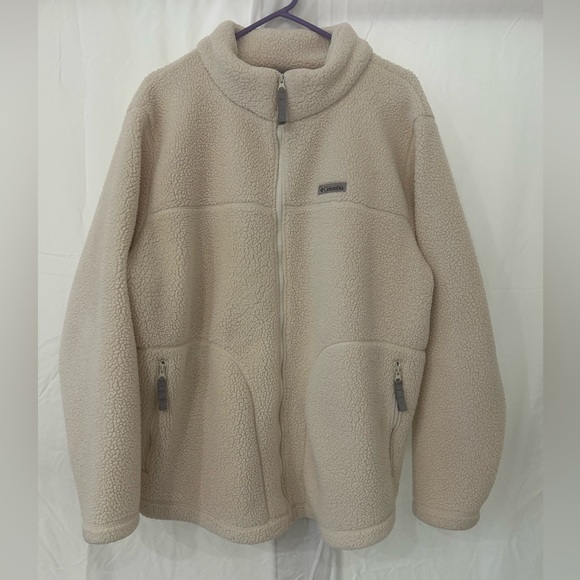 Women's Plus Sized West Bend Full Zip Sherpa Fleece Jacket - Chalk White - Picture 2 of 11